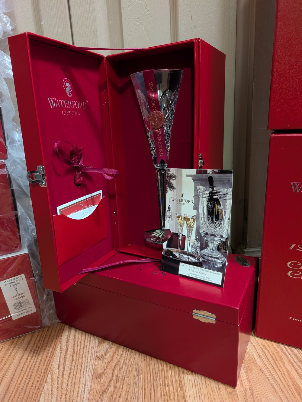 Waterford Crystal 12 Days Of Christmas Champagne Flutes Days 1-9